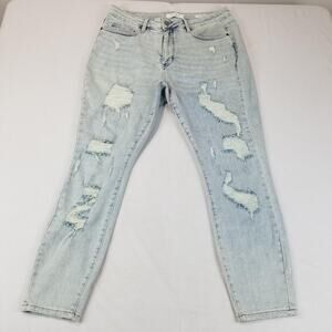 Judy Blue Jeans Womens 18W Light Wash Skinny Fit Distressed Plus Size Stretch